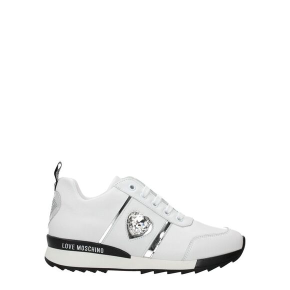 Love Moschino White Leather Low Top Women's Sneakers